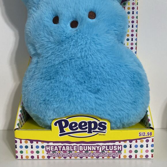 PEEPS Heatable Bunny Rabbit Plush 12" Blue Microwavable Warming Clay Bead Pouch - Picture 4 of 7